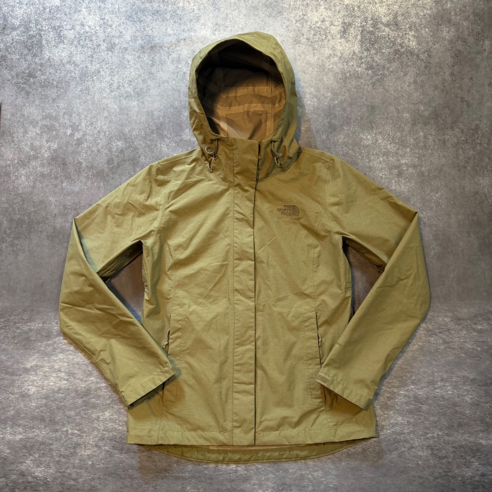 The North Face Womens DryVent Hooded Rain Jacket Small S Olive Green Waterproof